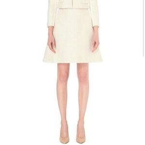 Ted Baker Leysas A-line white cream gold boucle mini skirt in size 0